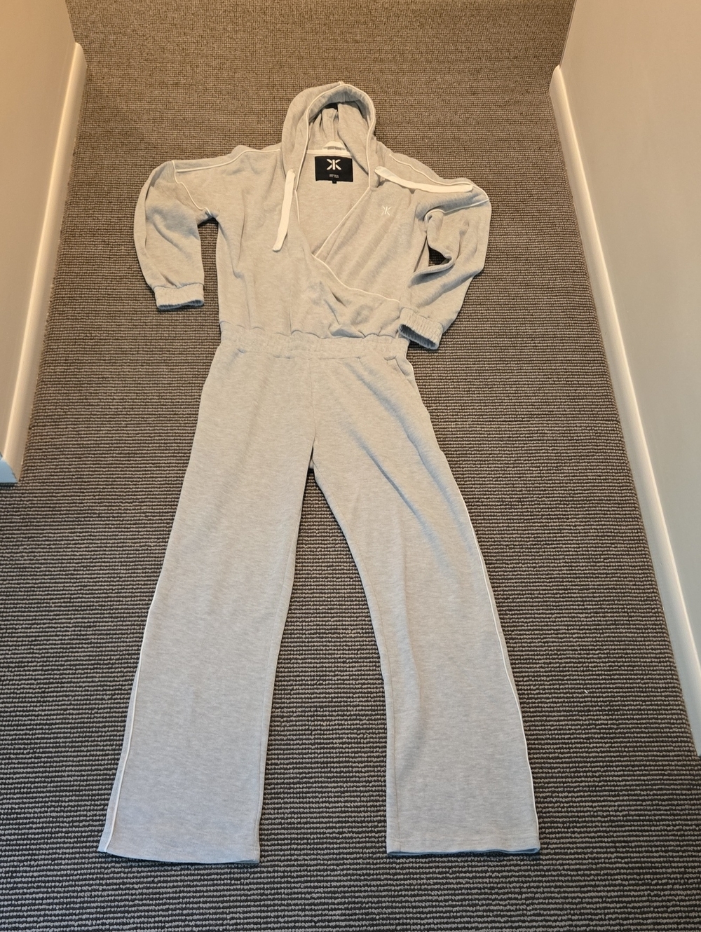 Onepiece Light Gray Hooded Wrap Jumpsuit